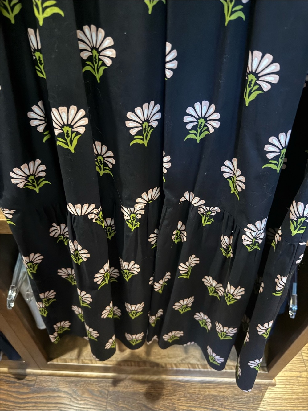 Maeve Bettina Shirt Dress Anthropologie Tiered Buttondown Black Floral - Picture 4 of 5